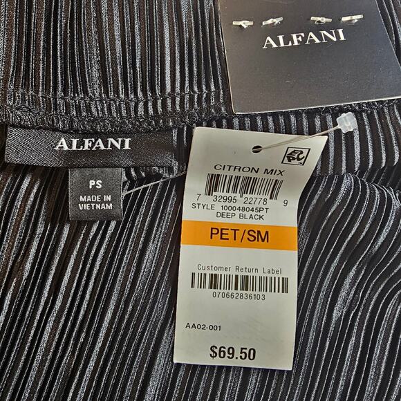 Alfani Womans size PS Asymmetric Pleated ColorBlock Midi Skirt Artsy Black NEW - Picture 6 of 8